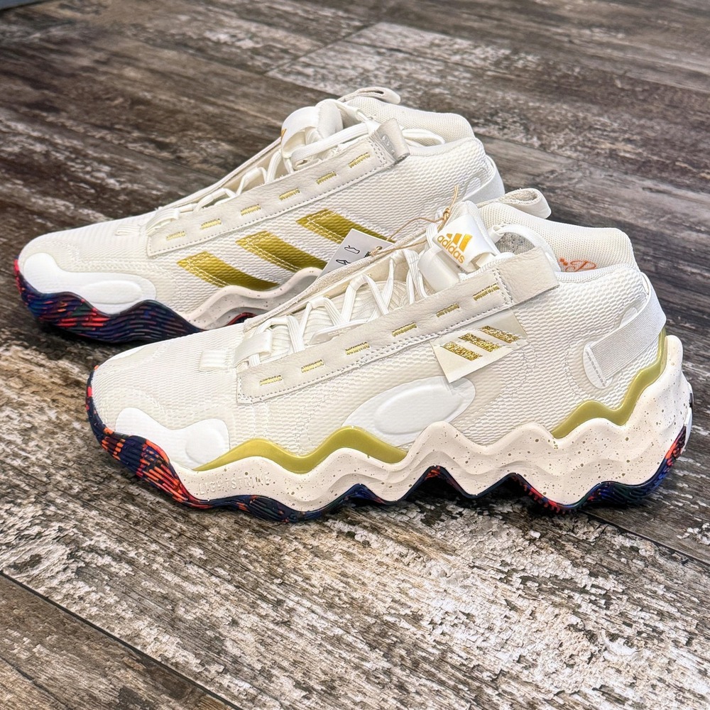 Adidas Exhibit‎ B Mid Womens Basketball Shoes White Gold HQ1121 Size 11 Gym  NWT - Picture 12 of 12